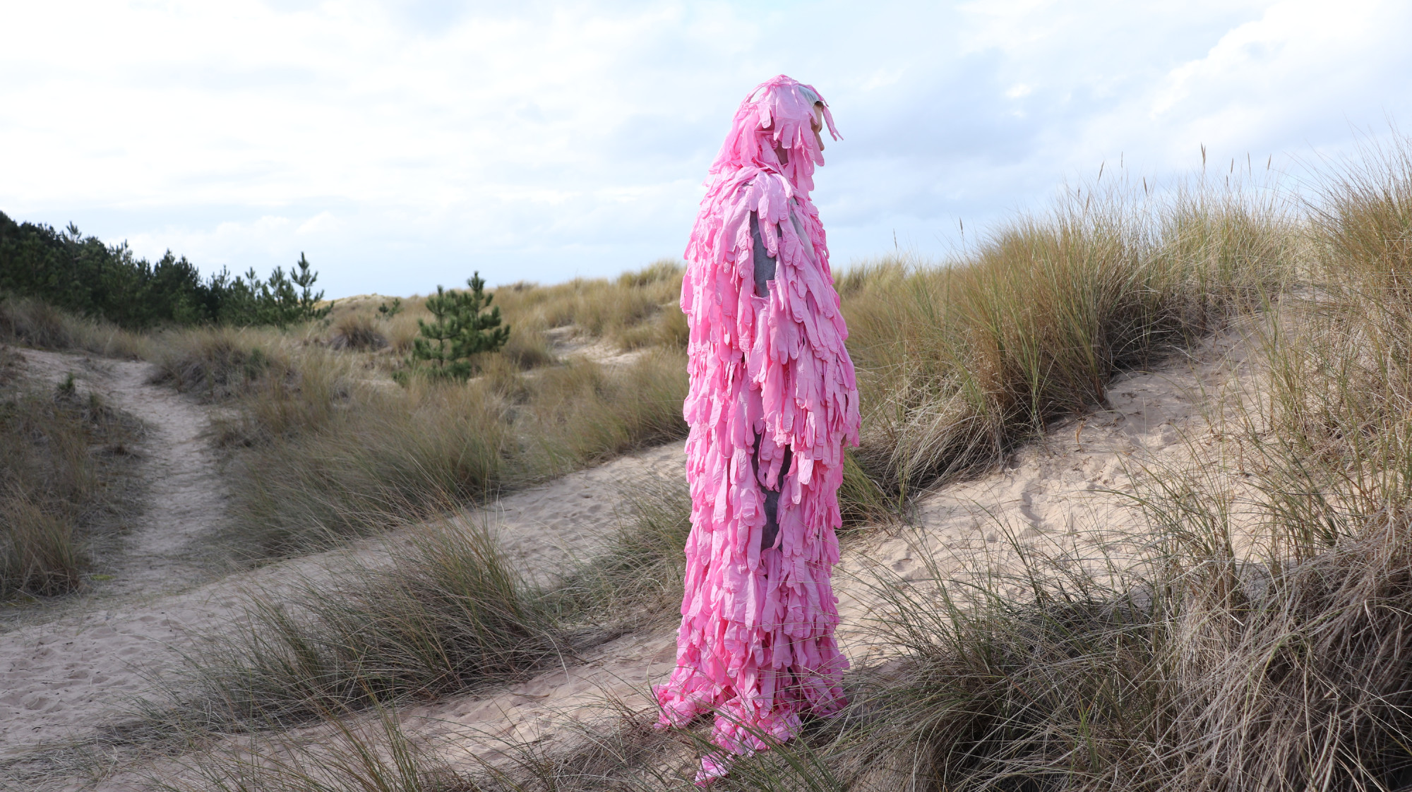 Suit Series, Expanded Touch, Full body suit made from pink latex gloves, Image taken on Canon 800d