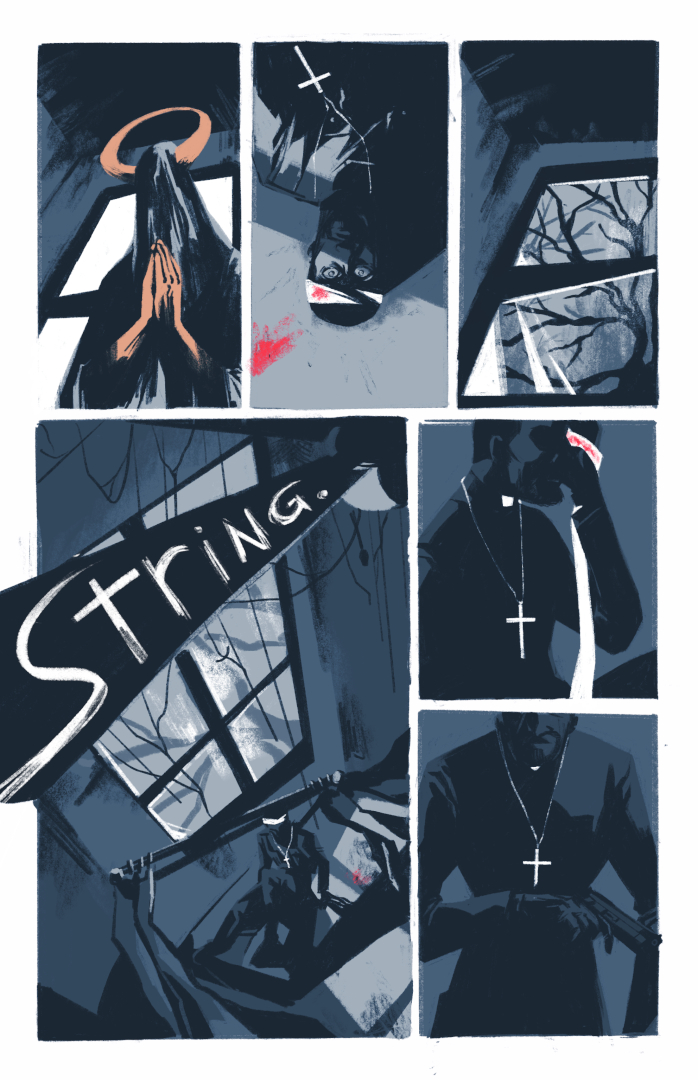 Page from 32-page graphic novel "String". Crystal Pandita.