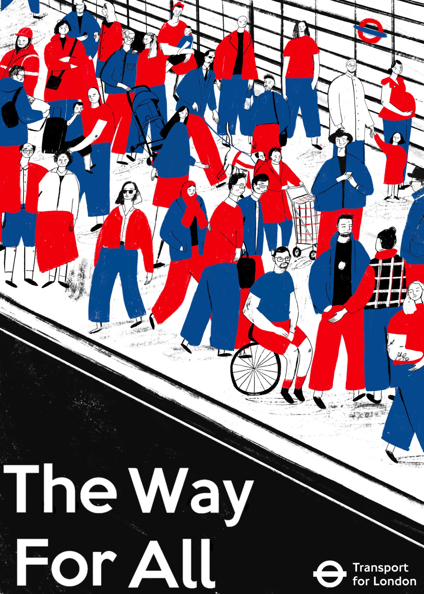 "The Way For All". Self-initiated diverse Tube poster for Transport for London. To be used within the Underground to signify the inclusivity across TFL’s transport and how they cater to all. Longlisted for the AOI’s World Illustration Awards. Lizzie Knott.