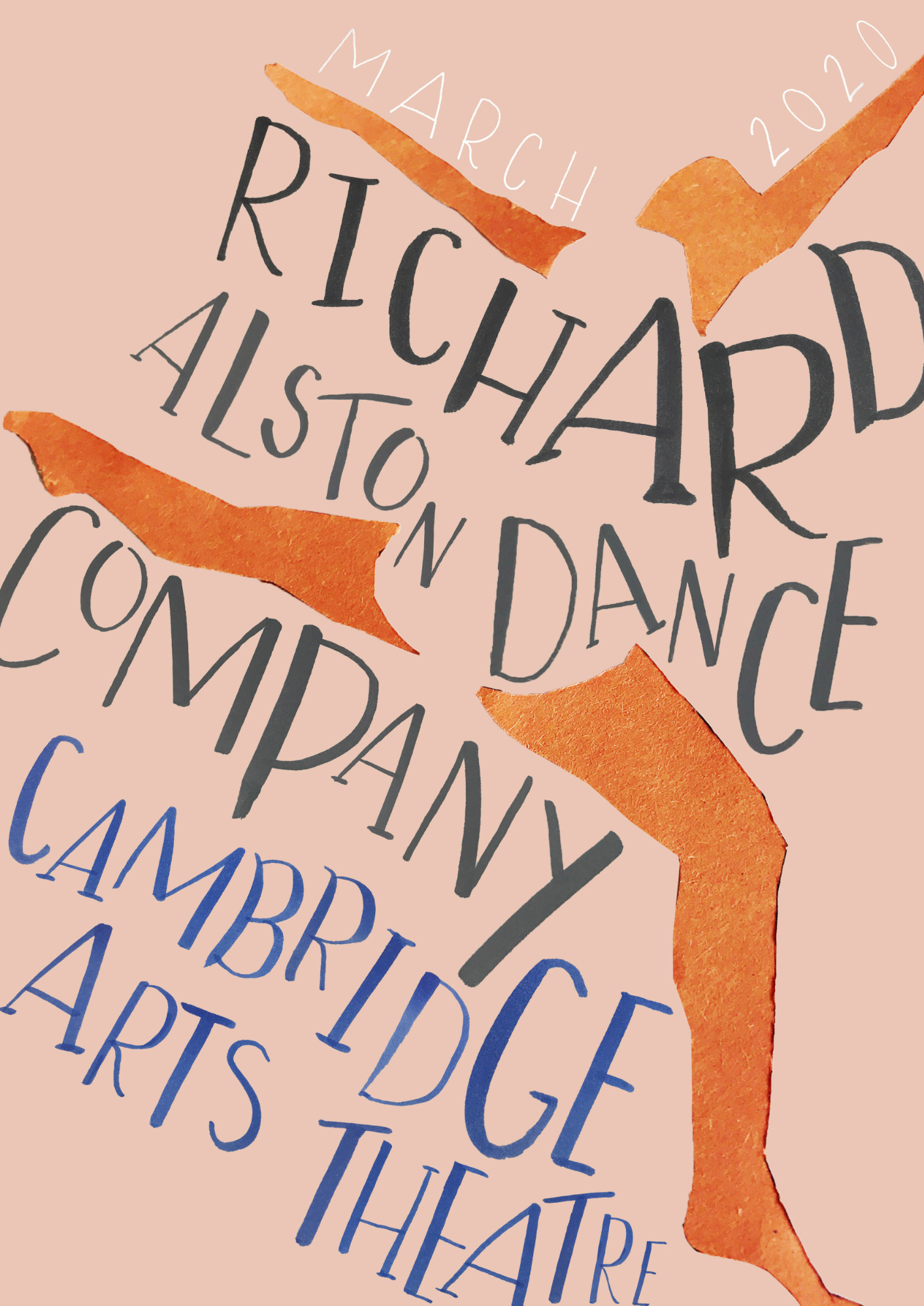 "Richard Alston Dance Company". The negative space within the paper cut dancer provided an excellent space for the hand lettered type to sit. The dancer reaches for each corner of the poster creating a dynamic image that celebrates the energy of the dance show. Lauren Maxwell.