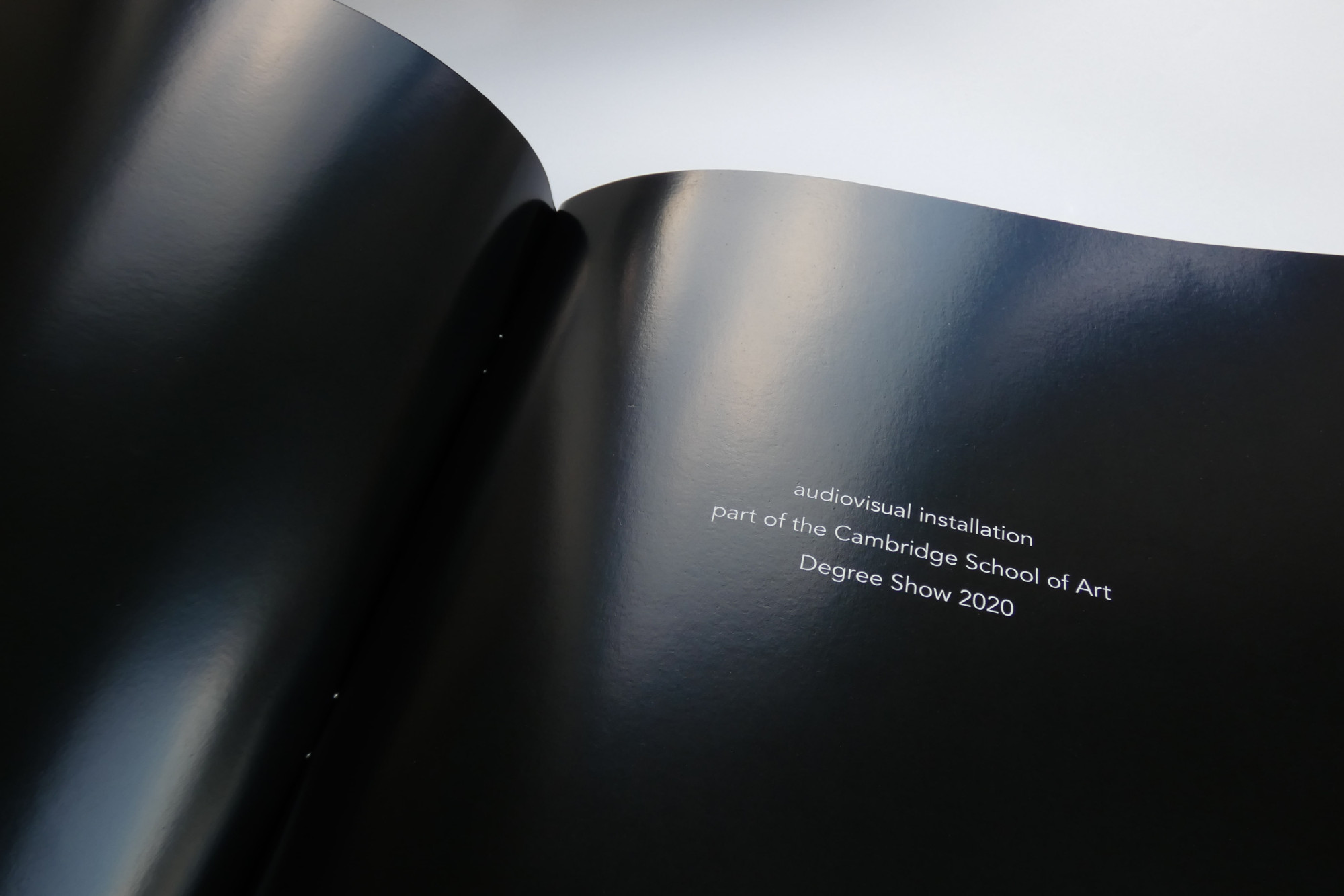 The first page of the exhibition catalogue was designed for the physical degree show that was going to take place in summer of 2020. Diana Montañez Rivera.