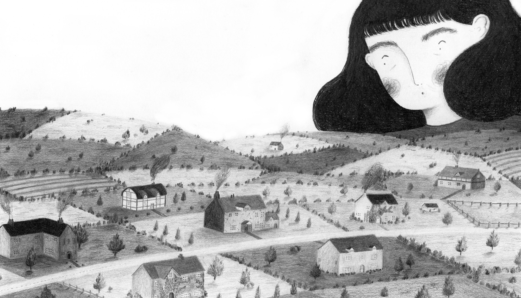 Illustration from book "The Map Woman" inspired by poem "The Map Woman" by Carol Ann Duffy. Kayleigh Keen.