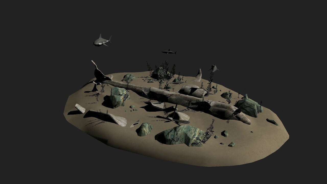 "Underwater Plane Wreck Diorama", 3D CG Animation, Maya, Photoshop, After Effects. Joshua Reynolds.