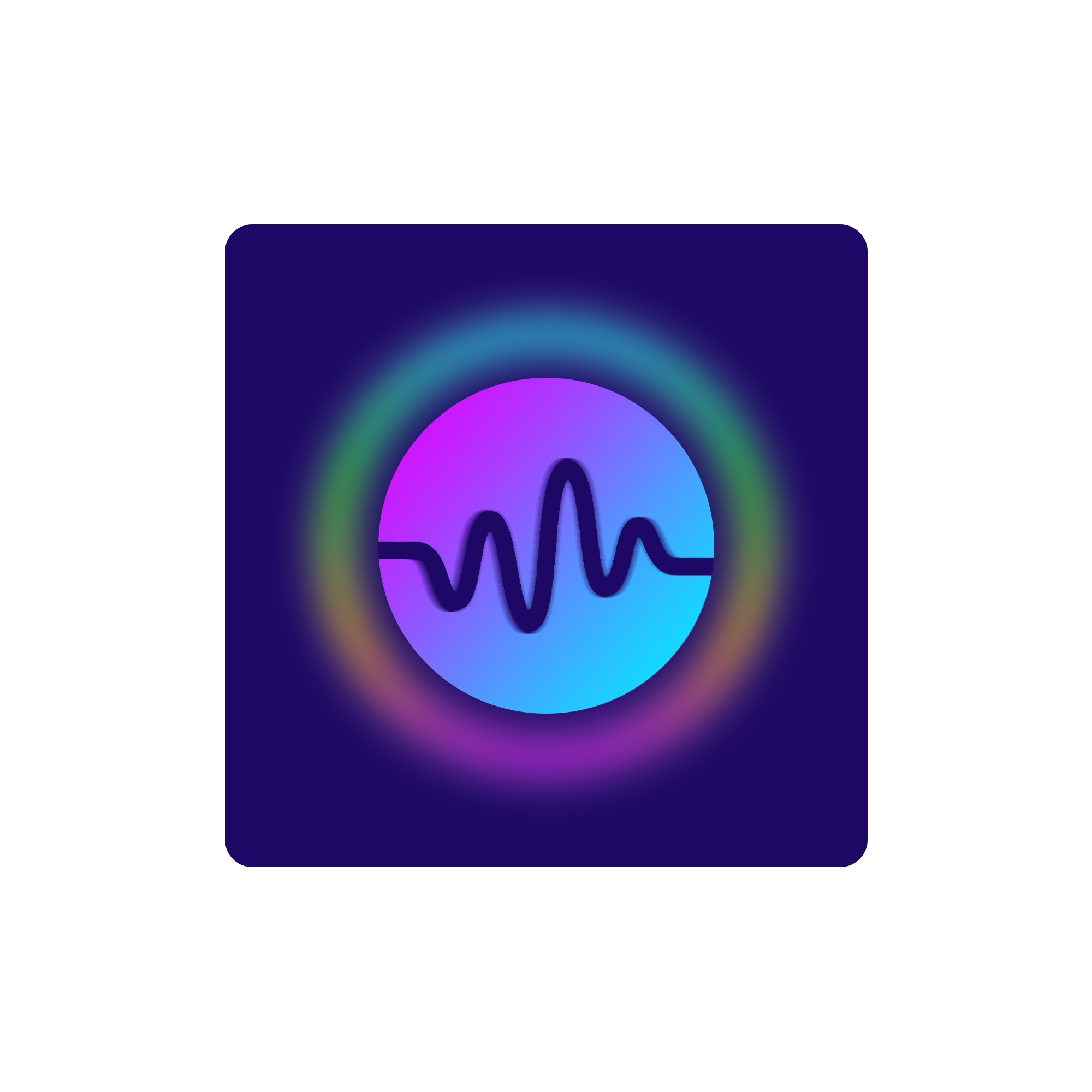 Attuned Widget Logo. A logo that I designed for my final major project app, Attuned. The bright ring of colours around the main element matches the pantones of the spotlights used within the app. The sound wave in the centre symbolises that this is an app based around music. This image was created using Adobe Photoshop.