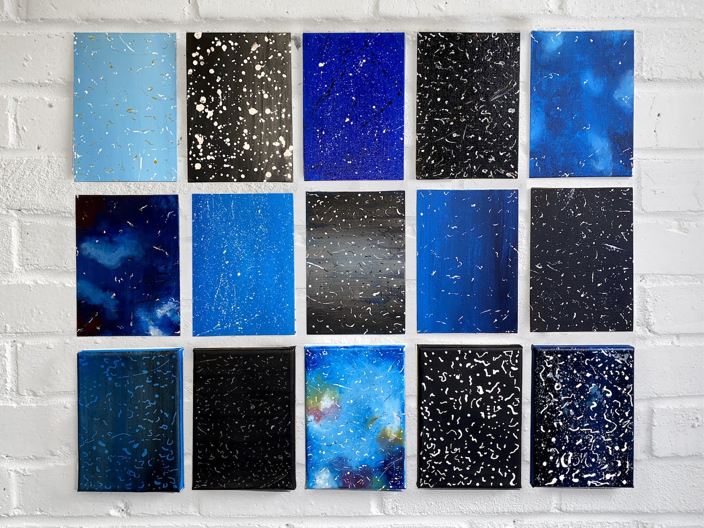 Dusty Screen Studies. 2020-2021. Acrylic on canvas. 25.4 x 20.32 cm (each)