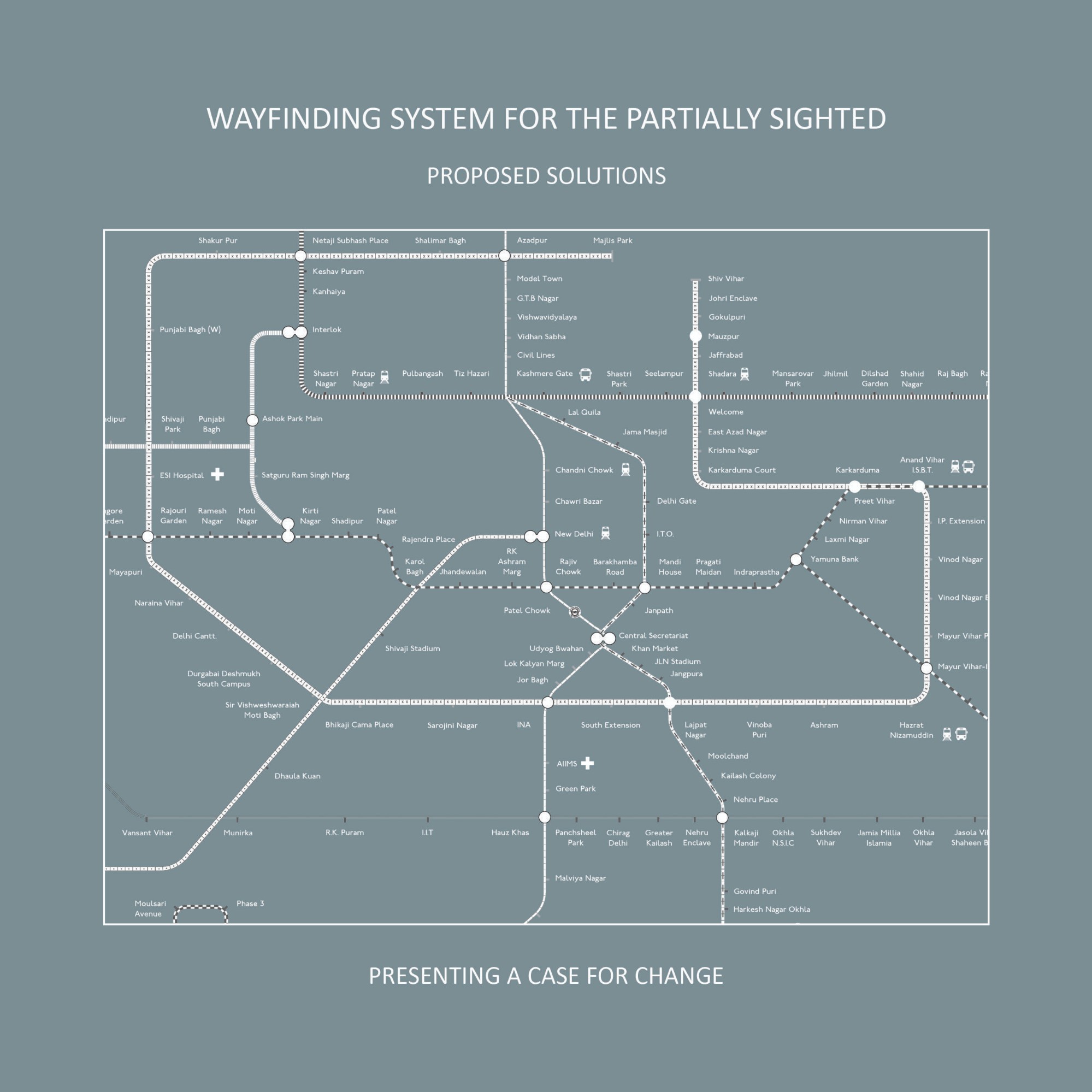 Map of a metro redesigned for people with partial sight