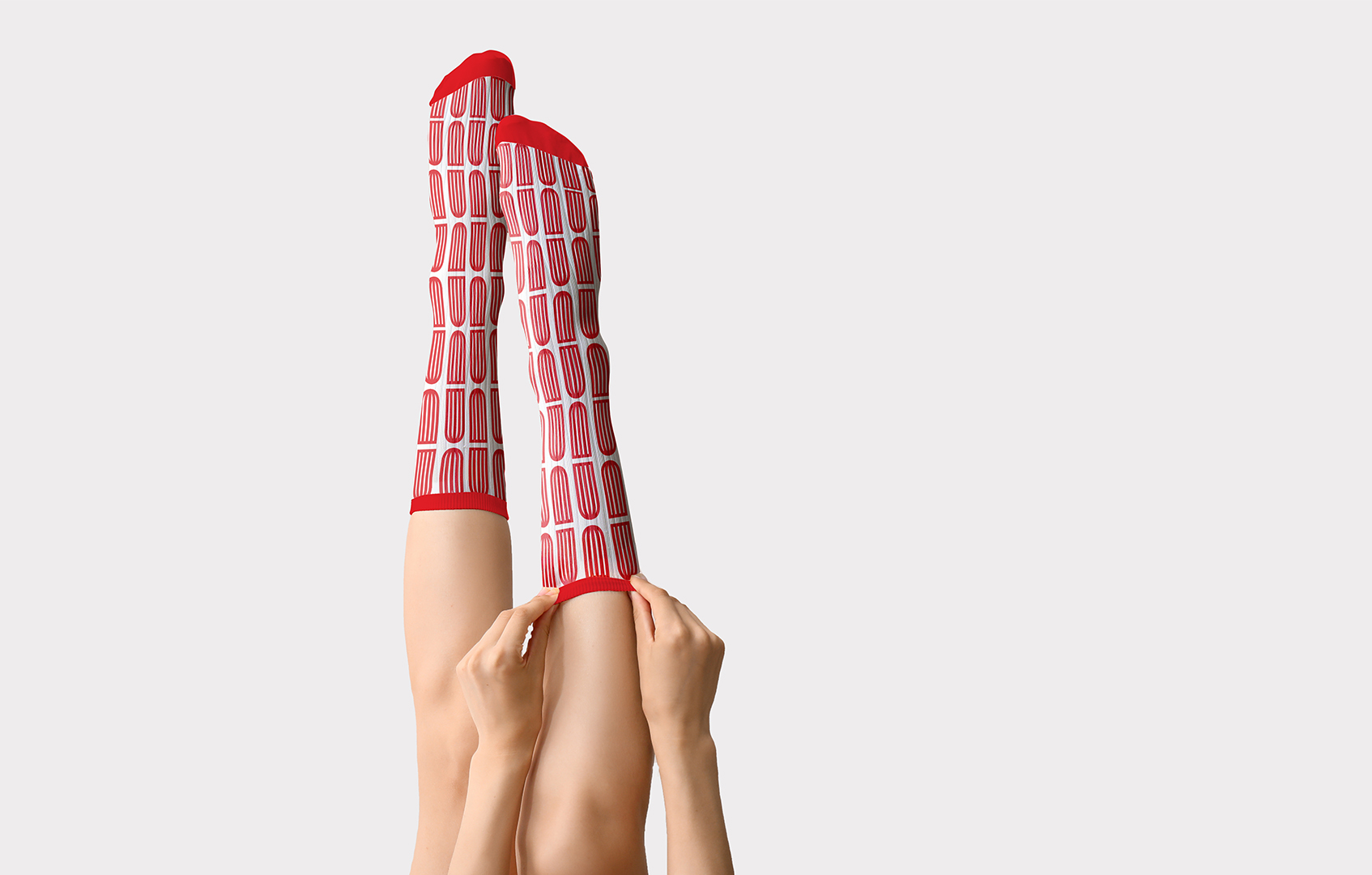 Period Pattern Socks. One suggested proposal for the application of the patterns, used to help generate manifesto advocacy and raise funds to fight period poverty.