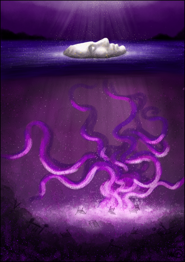 "Afloat", from the project Taedium Vitae, about the quarantine. Digital with Autodesk Sketchbook Pro.