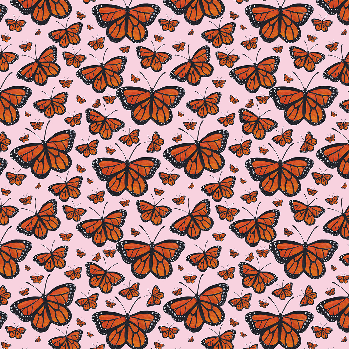 Pattern design inspired by monarch butterfly migration.