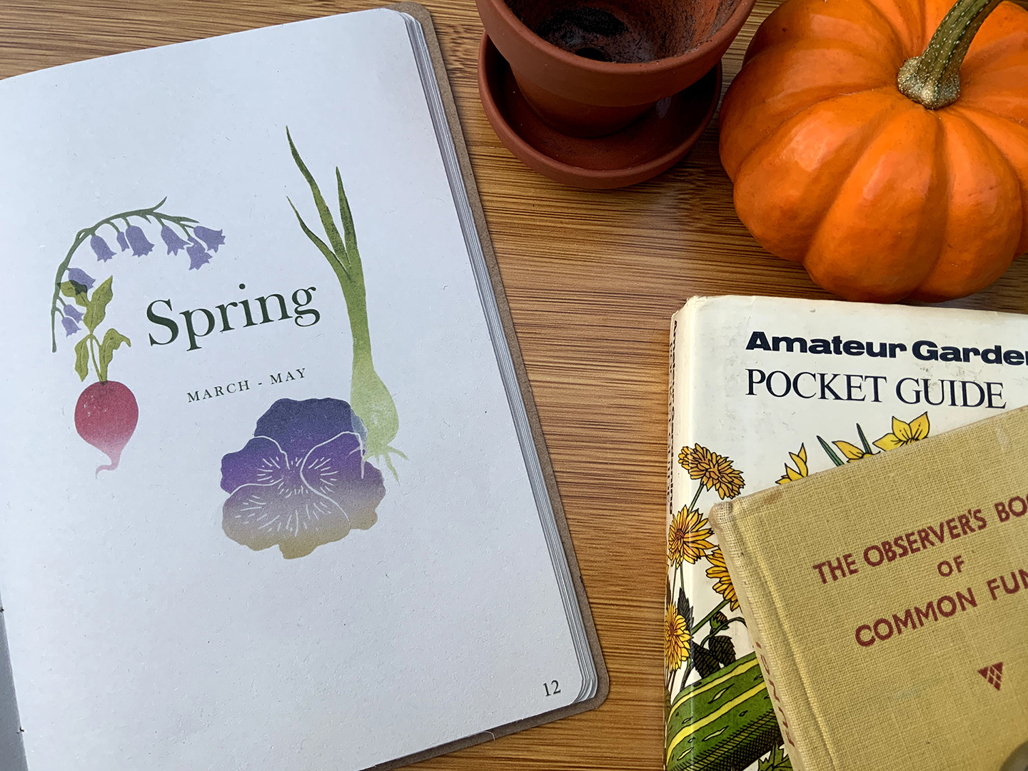 Designed, illustrated and hand-bound by myself. The Gardener’s Almanac serves as a convenient, pocket-sized tool, which can be referred to for general gardening guidance, as well as a journal for the user to write their own notes, lists, and plans.
