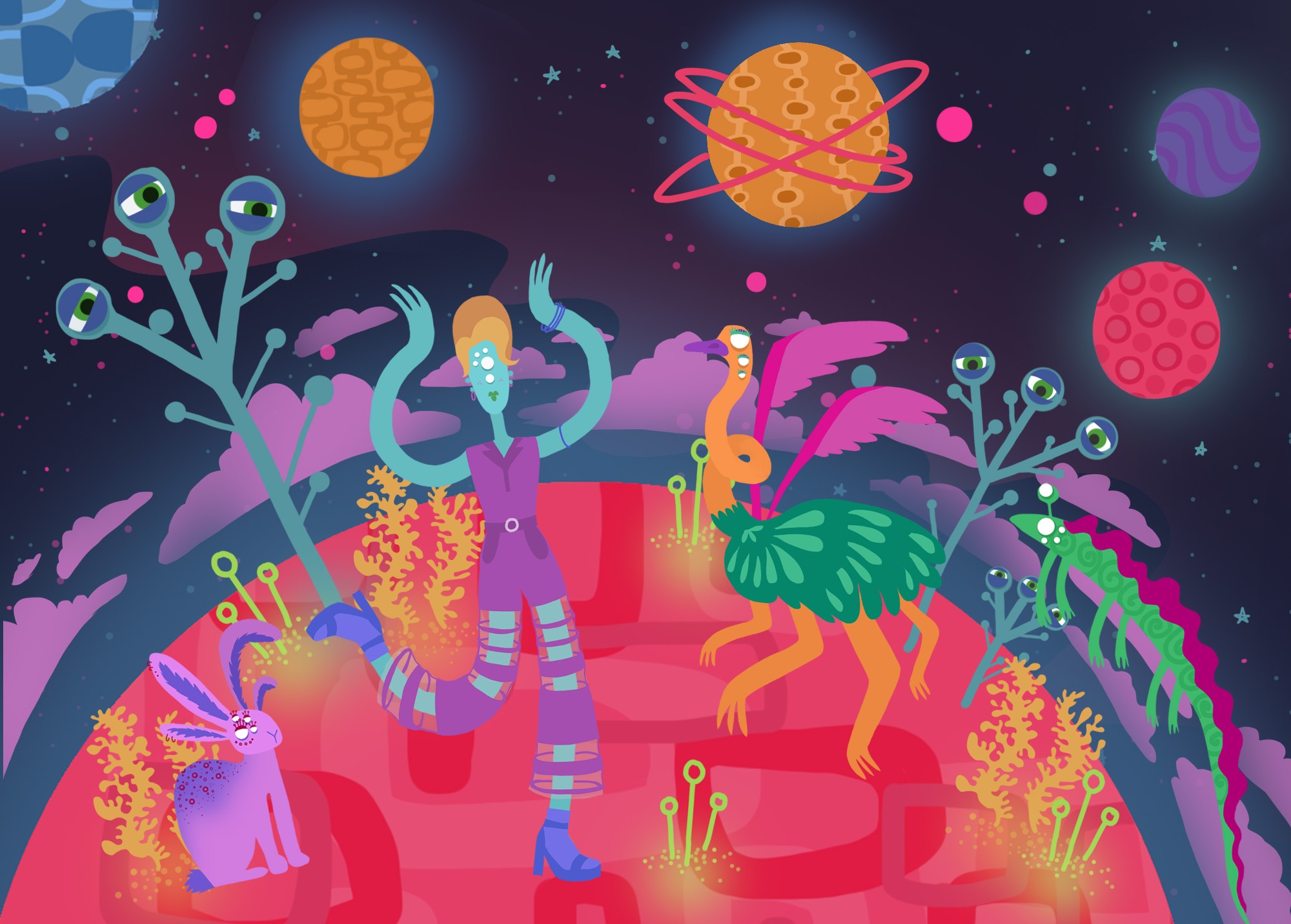 A segment from my leporello “The Colour Thieves”, set in space and based on the retro futurism of the 60’s and 70’s.