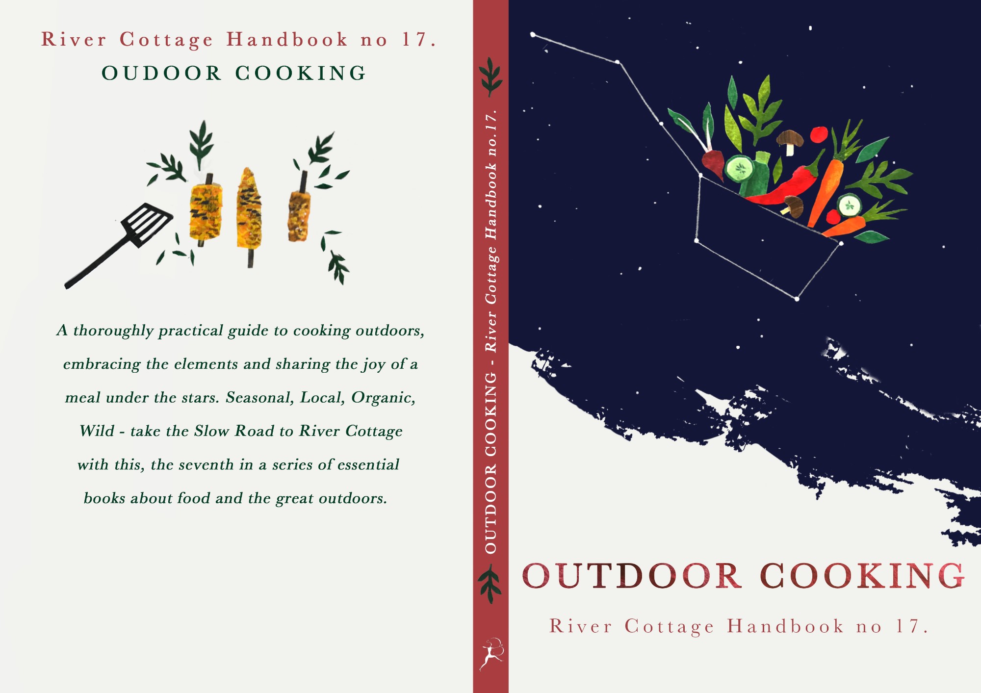Speculative cookery book cover design, based on cooking and eating outdoors.