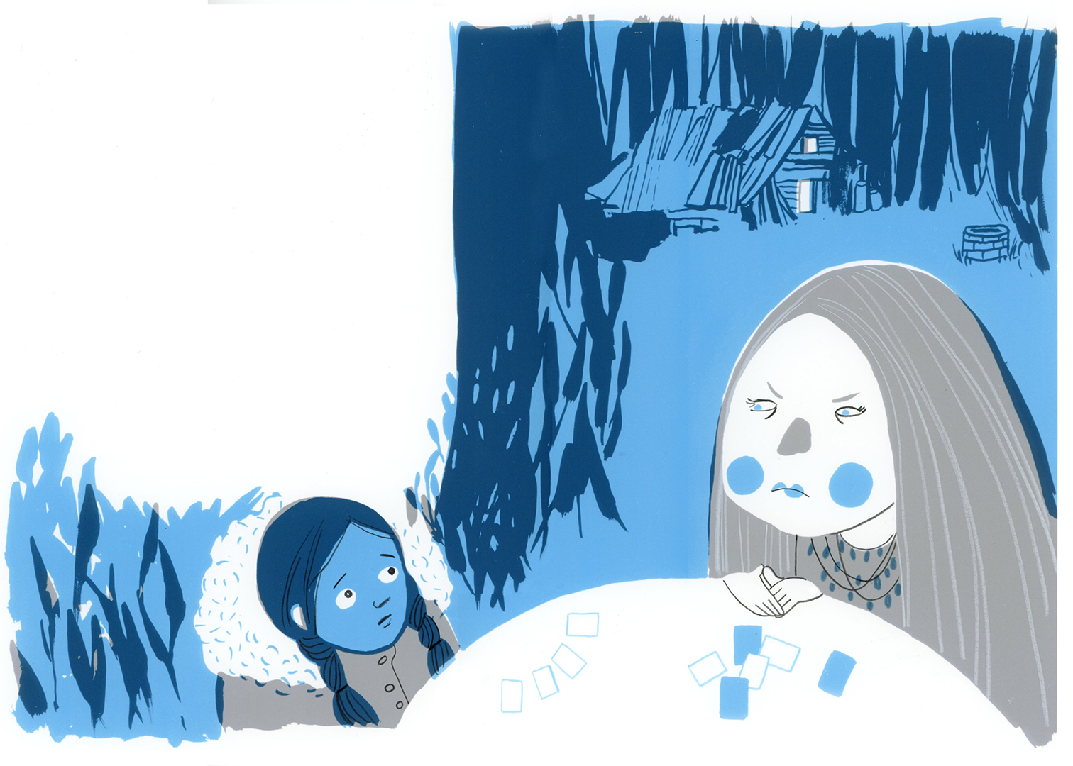 "Ellie and the Witch." A double page spread from the book, "Talking To Nits".