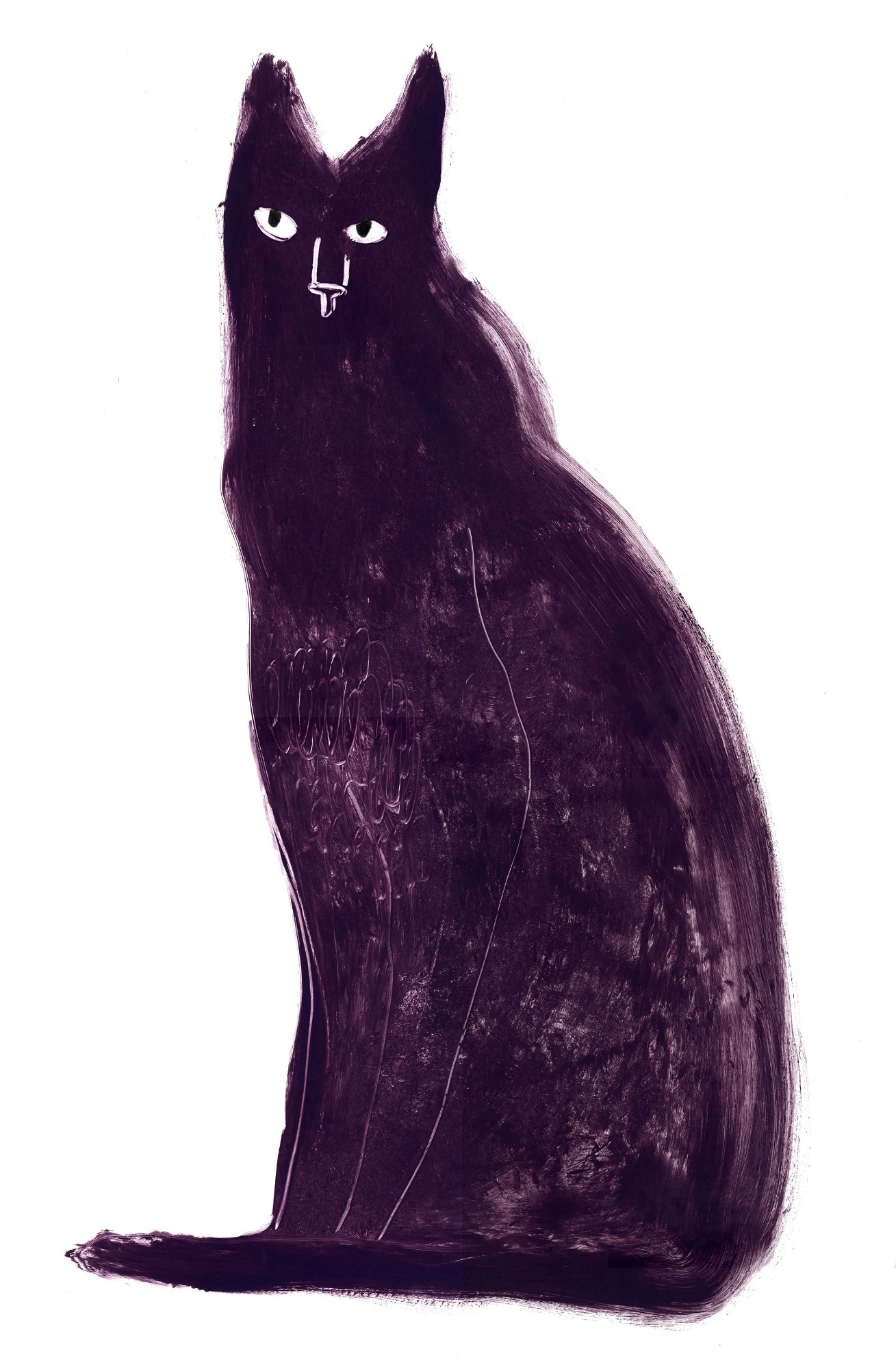 Purple Cat - Monoprint