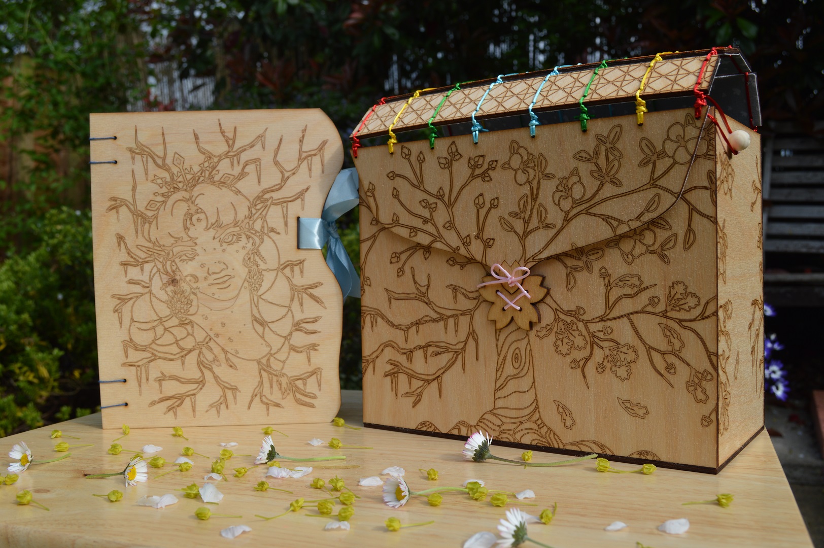 The book box and Winter book cover design for my final project, Seasonal Euphoria: Season’s Bindings.