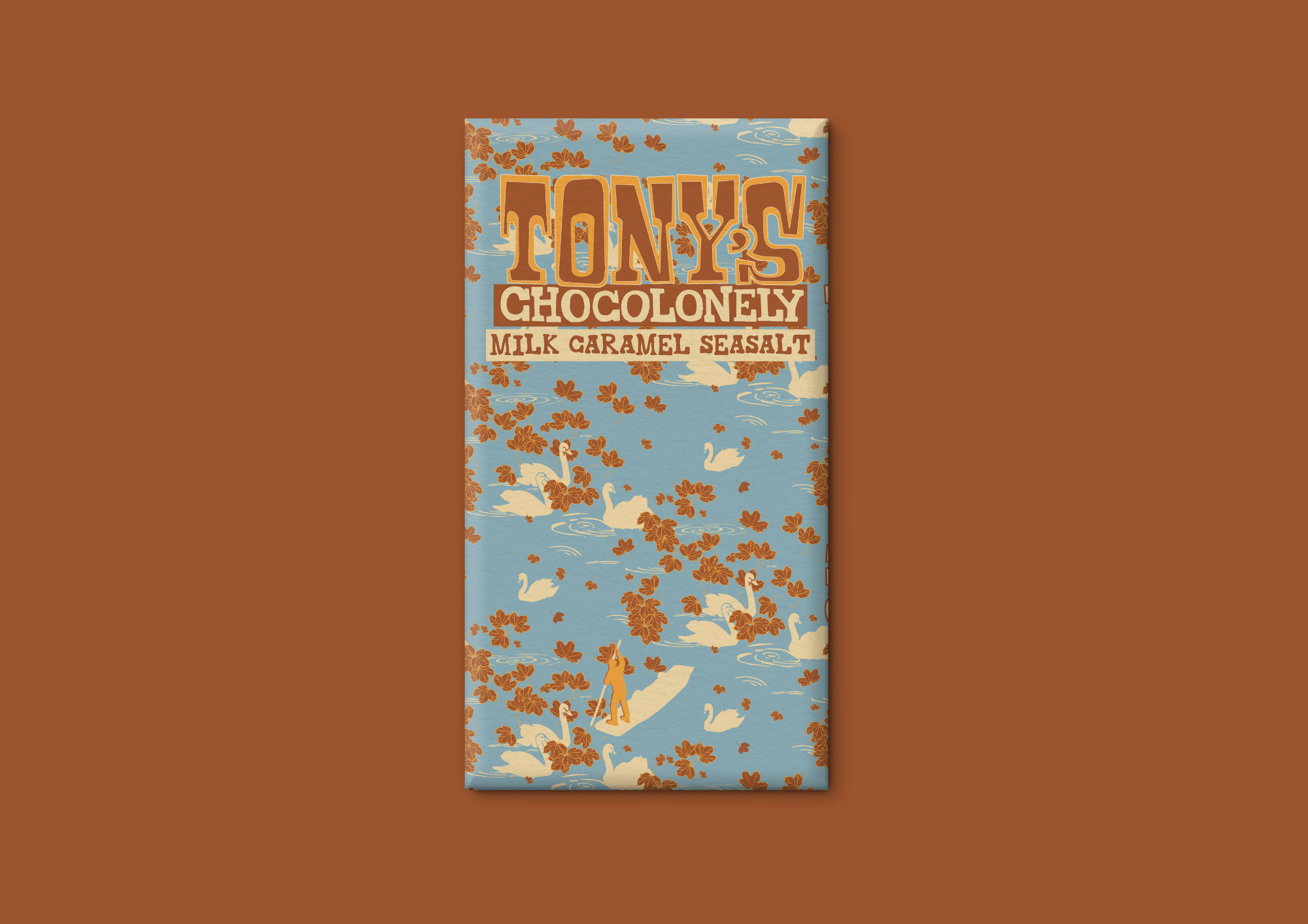 Chocolate wrapper. An example of how a repeat pattern based on Cambridge can be used for chocolate packaging.