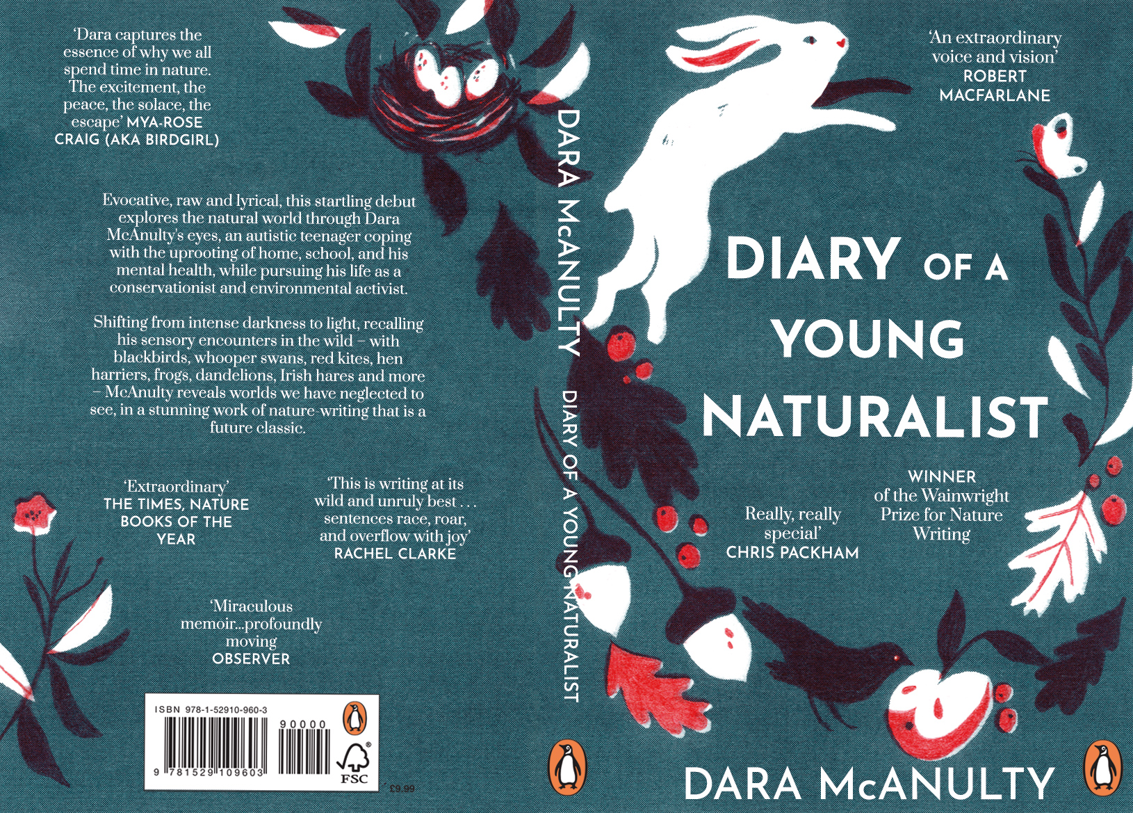 Book cover for “Diary of a Young Naturalist” by Dara McAnulty, created for the Penguin Cover Design Award