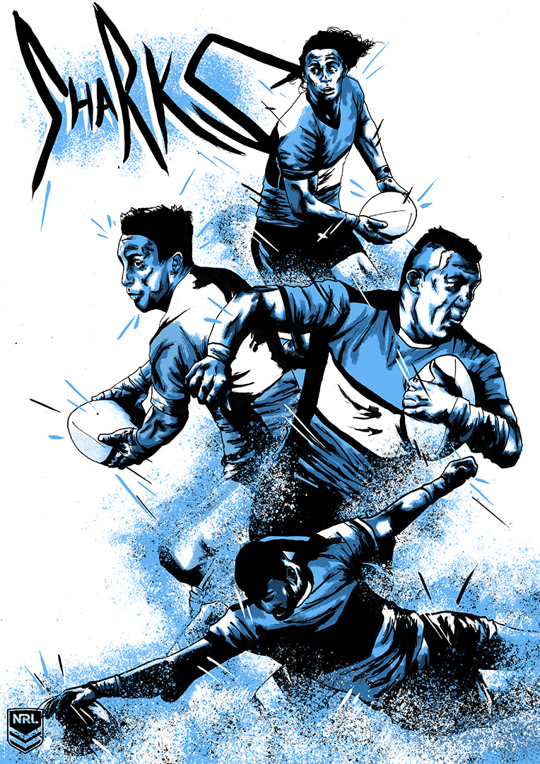 NRL Sharks Poster - another promotion poster, for the Cronulla Sharks.