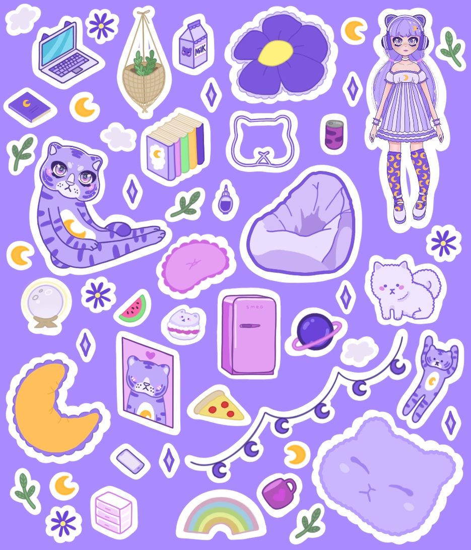 A sticker sheet that accompanies the room set for my sticker book