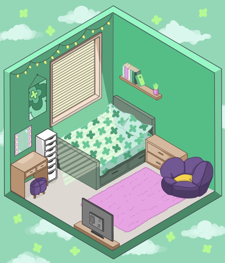 A room set design for my character ‘teddy’ for my sticker book
