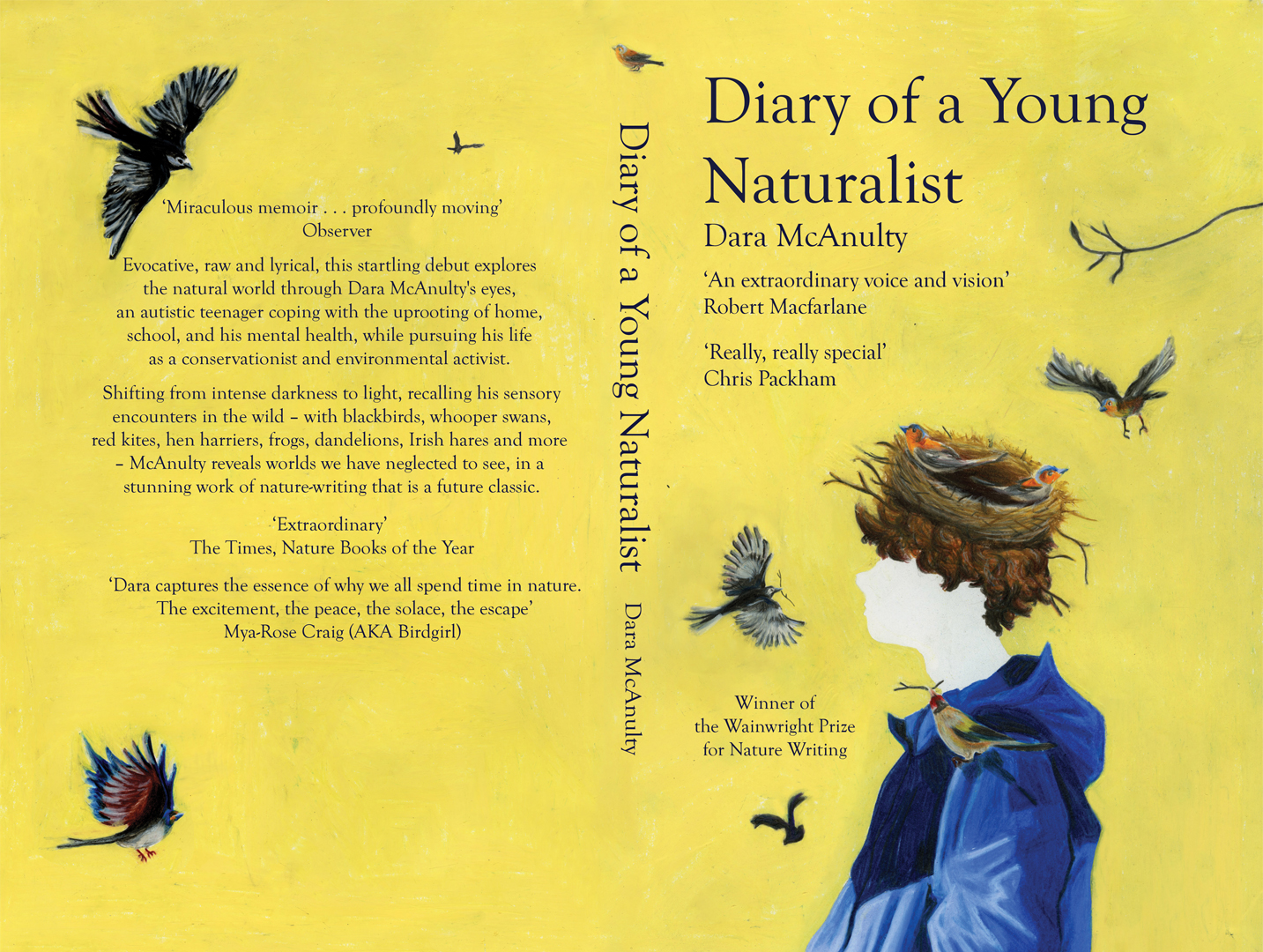 “Diary of a Young Naturalist”. Full book cover for “Diary of a Young Naturalist” by Dara McAnulty, documenting a year as a nature enthusiast. Alternative illustrations are on my website.