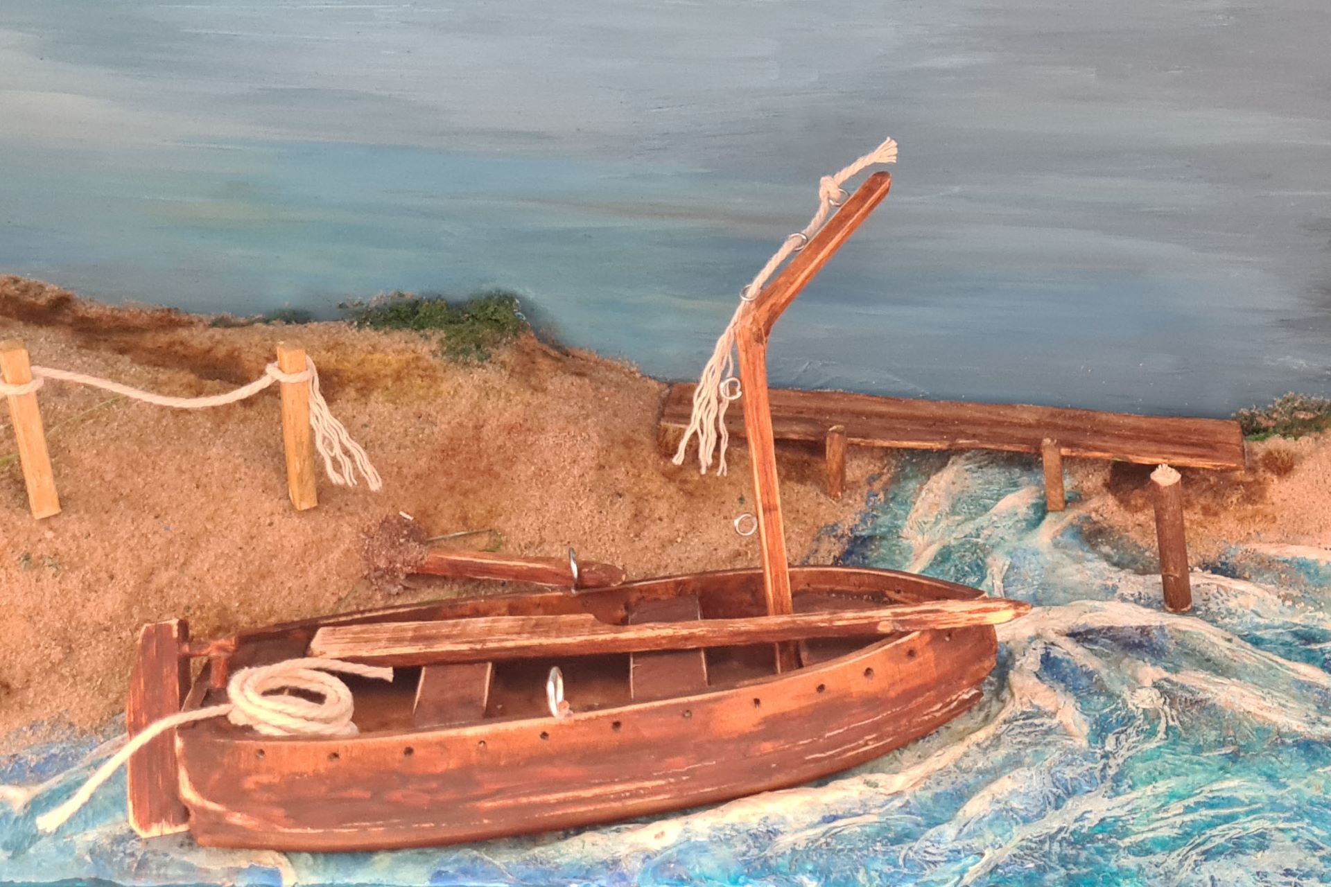 The boat. A miniature diorama based on the film Sunrise: A song of Two Humans(1927).