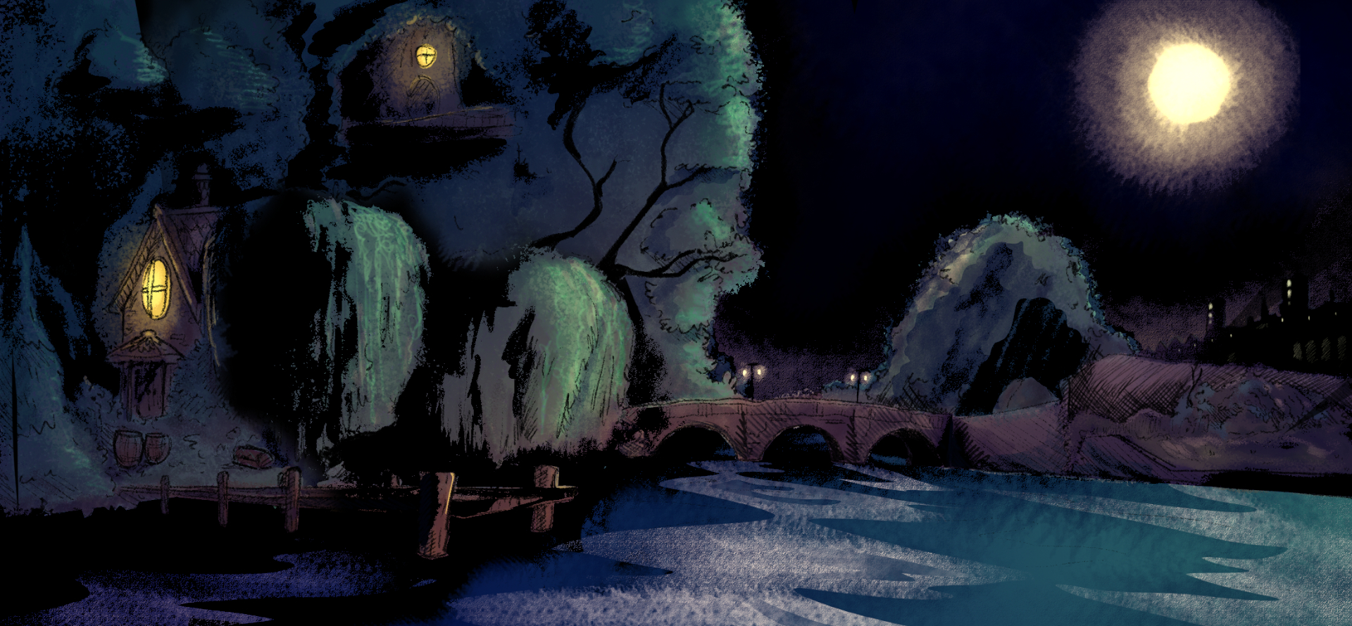 Background from my animation 'Cambridge River Pirates'