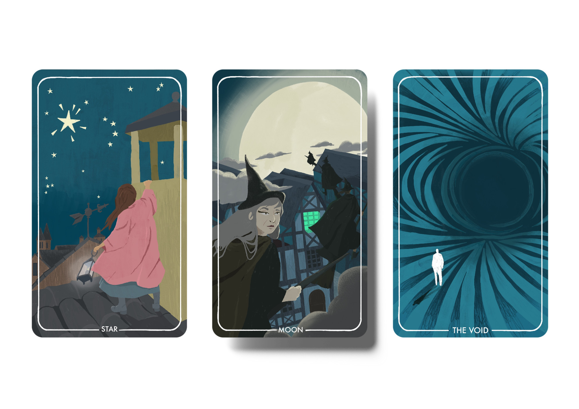 Selection of illustrated cards from the Deck of Many Things card pack