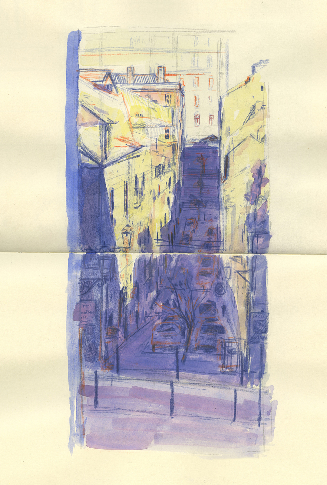 Lisbon Observational Drawing Drawing on location in gouache and pencils.