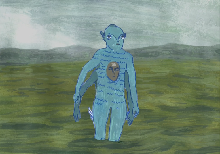 Fish Man Animation. Narrative animation based on a figure named Oannes from Mesopotamian mythology. He was believed to have brought civilisation to the people who lived along the Persian Gulf. Drawn and painted by hand using gouache and coloured pencil.