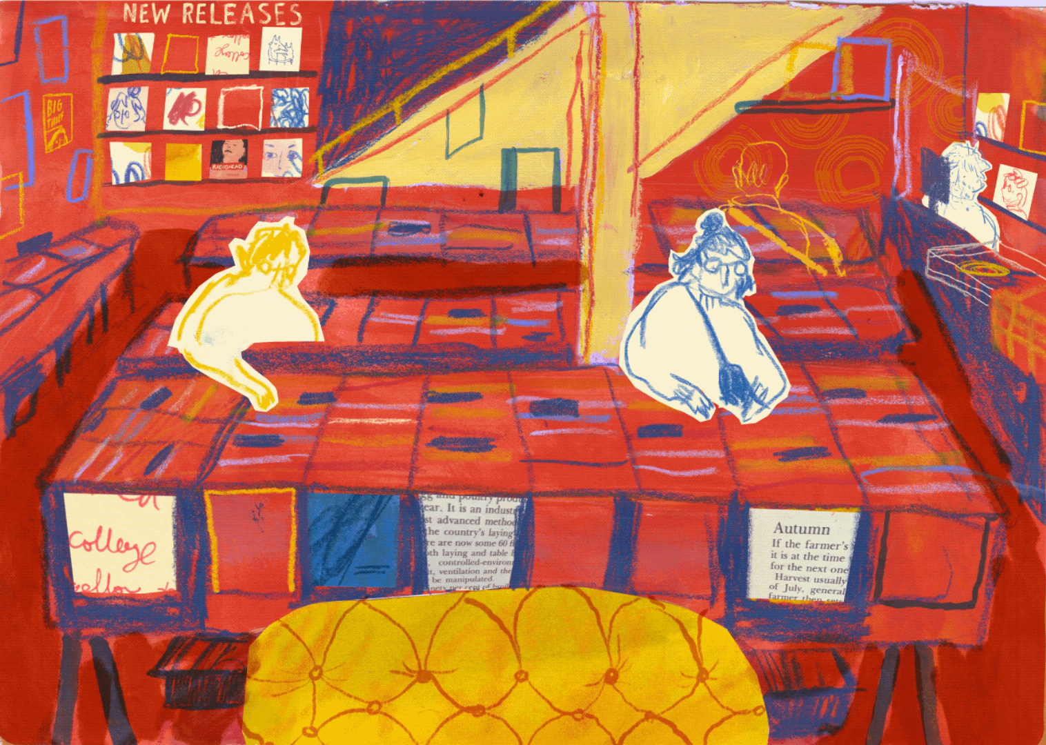 Record Store. Moving illustration inspired by my local record store, for a speculative editorial piece.