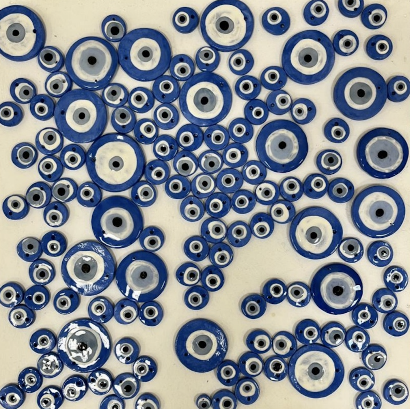 Evil eye ceramic sculptures in various sizes